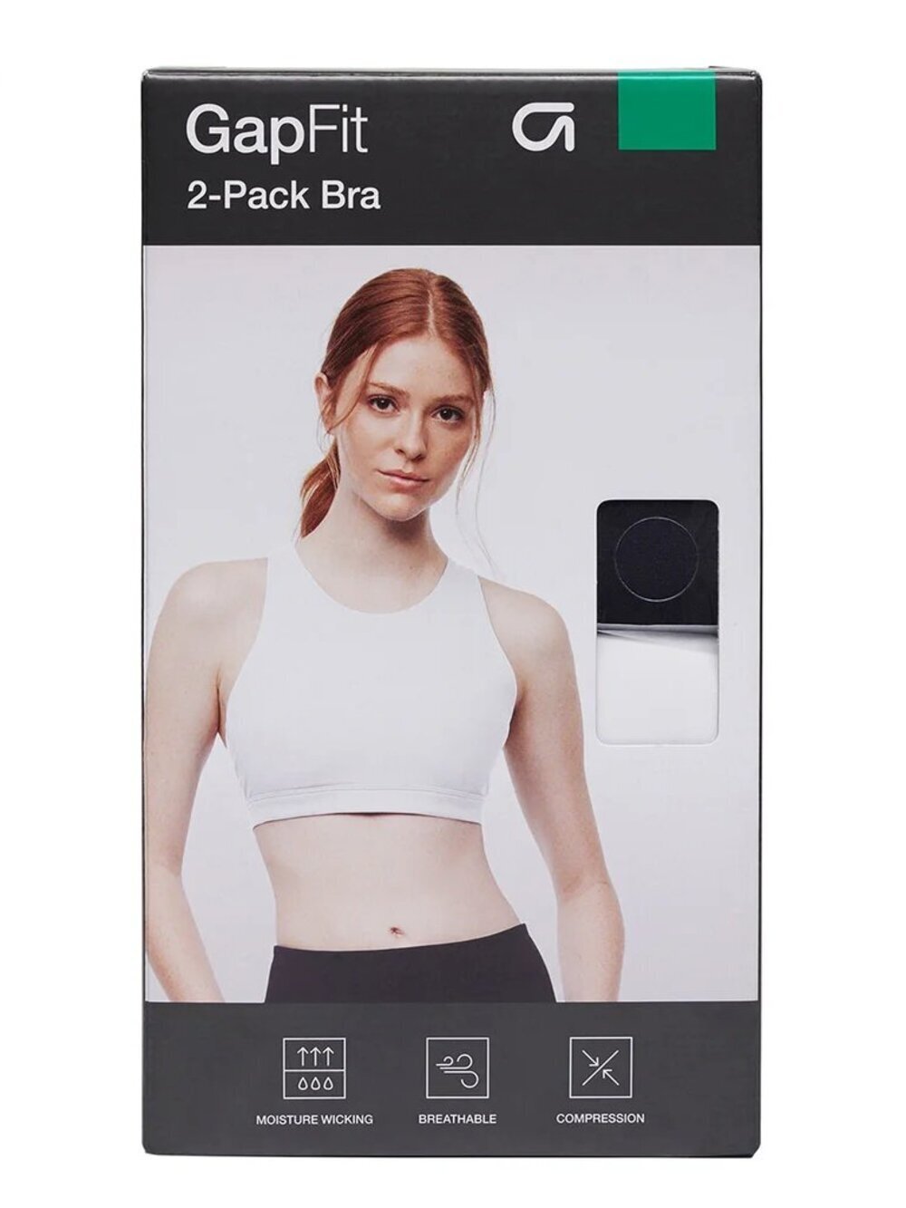 NWT - GapFit Women's Sports Bra, 2-pack Black and White - Size M